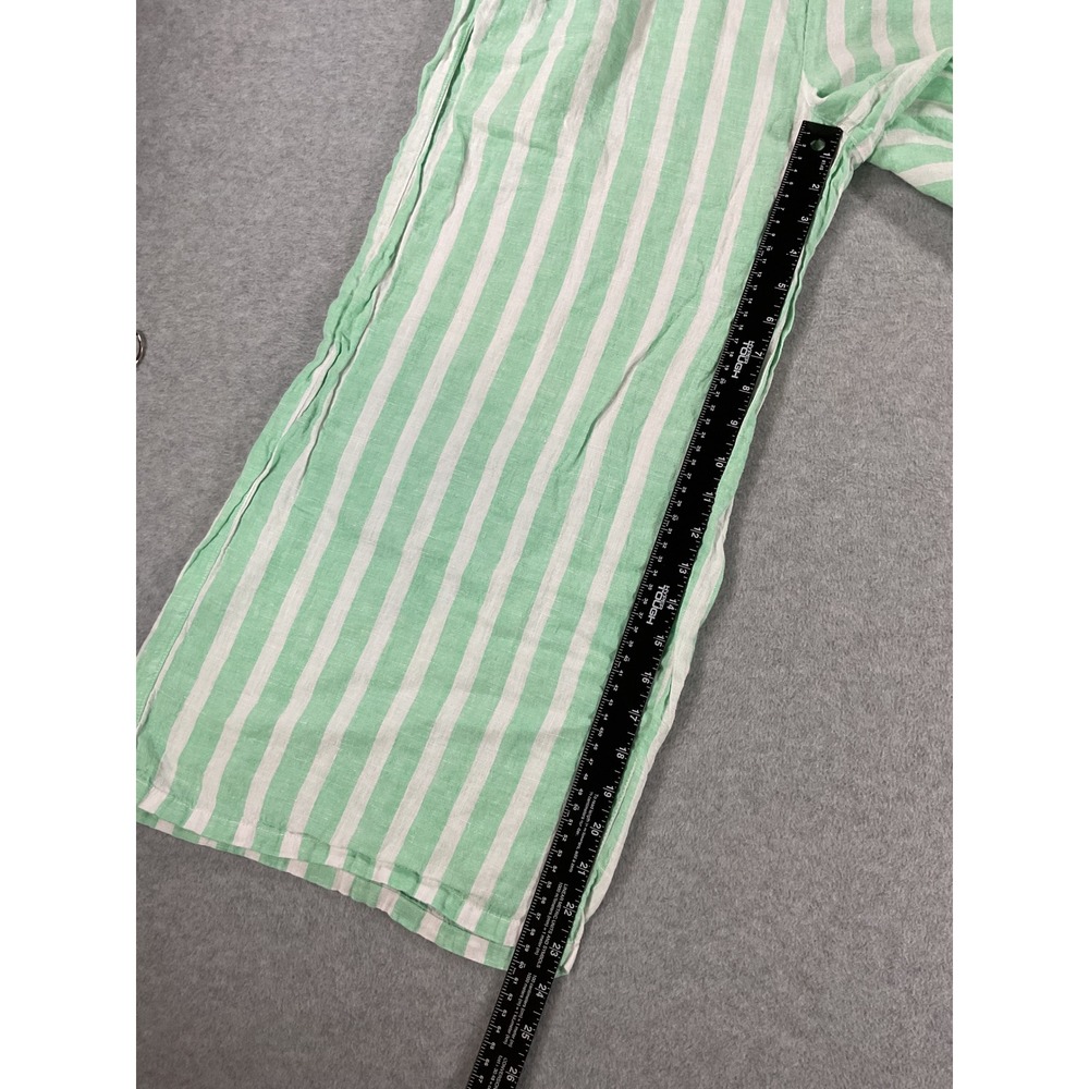 Isaac Mizrahi 100% Linen Wide Leg Striped Pants Mint Green White XL 2661 - Picture 5 of 8